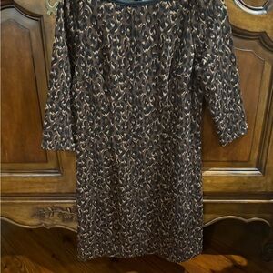 Talbots Brown Animal Print Long Sleeve Dress